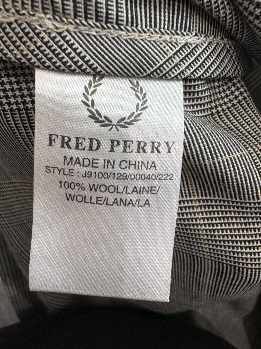 Fred Perry Collared Check Jacket in Black - Picture 13 of 13